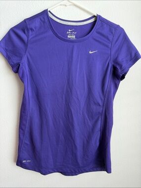Nike Women's Short Sleeve Dri-FIT Tee - Purple with White Swoosh